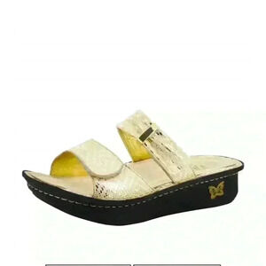 Alegria Karmen Women’s Leather Gold Dazzler Slide Sandals Size EUR 40/ US 9.5-10